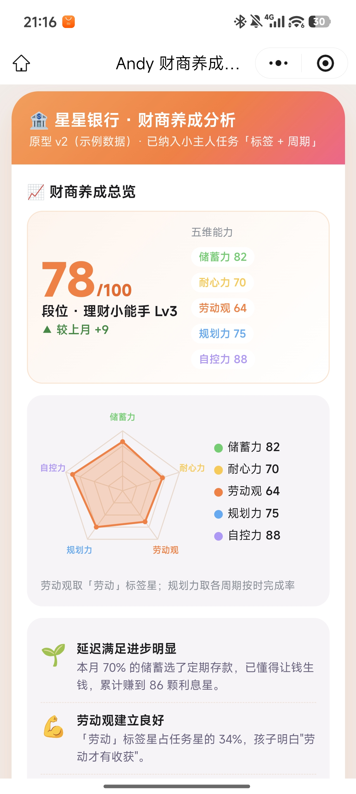财商分析界面截图